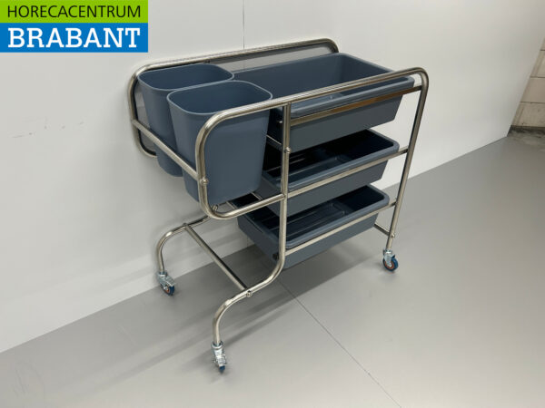 Chariot de débarras en acier inoxydable HCB Chariot comprenant 5 bacs 96 cm Horeca – Image 3