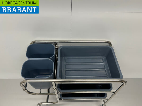 Chariot de débarras en acier inoxydable HCB Chariot comprenant 5 bacs 96 cm Horeca – Image 4