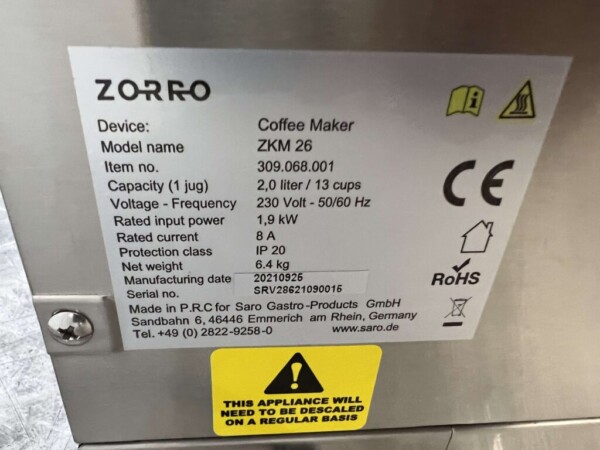 Machine à café Zorro en acier inoxydable Machine à café 230V Horeca – Image 9