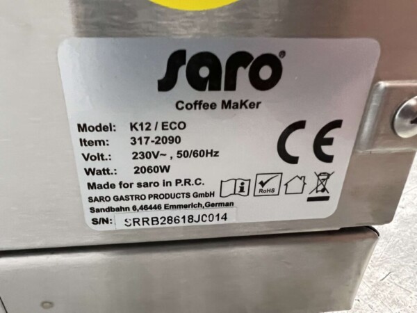 Machine à café Saro K12 en acier inoxydable Machine à café avec 2 pichets 230V Horeca – Image 4
