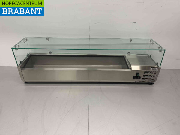 Acier inoxydable HCB Vitrine sur pied Vitrine réfrigérée sur pied saladiere 7 x ¼ GN 150 cm Horeca