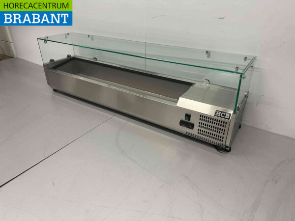 Acier inoxydable HCB Vitrine sur pied Vitrine réfrigérée sur pied saladiere 7 x ¼ GN 150 cm Horeca – Image 2