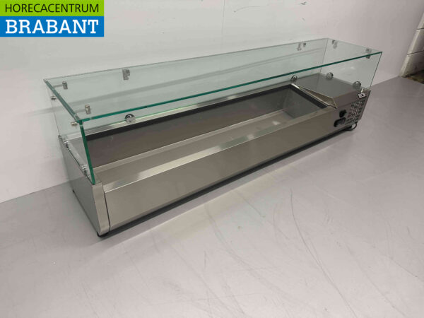 Acier inoxydable HCB Vitrine sur pied Vitrine réfrigérée sur pied saladiere 7 x ¼ GN 150 cm Horeca – Image 3