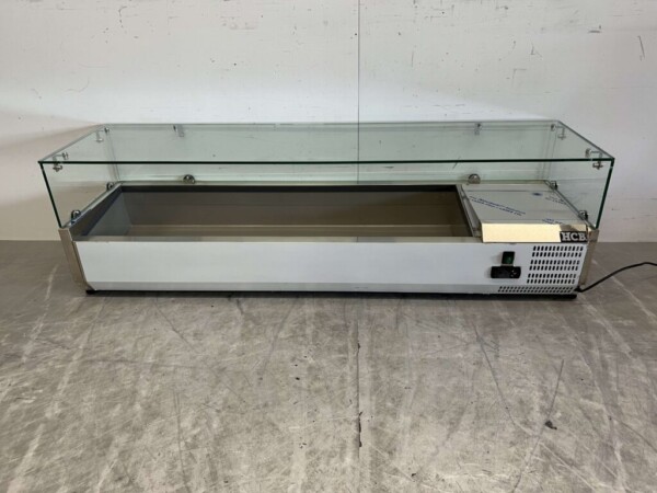 Vitrine de comptoir en acier inoxydable Réfrigérateur à salade 5 x 1/3 et 1 x 1/2 GN 150 cm Horeca
