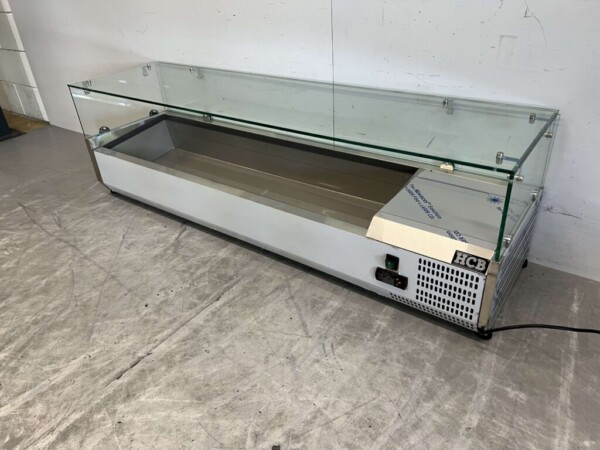 Vitrine de comptoir en acier inoxydable Réfrigérateur à salade 5 x 1/3 et 1 x 1/2 GN 150 cm Horeca – Image 2