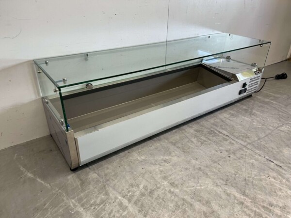 Vitrine de comptoir en acier inoxydable Réfrigérateur à salade 5 x 1/3 et 1 x 1/2 GN 150 cm Horeca – Image 3