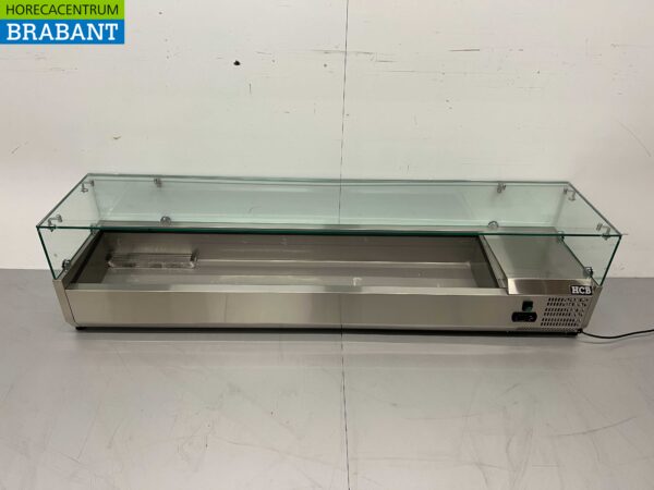 Vitrine de comptoir en acier inoxydable Vitrine de comptoir saladière 8 x 1/3 GN 180 cm Horeca