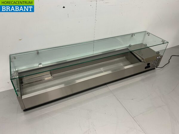 Vitrine de comptoir en acier inoxydable Vitrine de comptoir saladière 8 x 1/3 GN 180 cm Horeca – Image 2