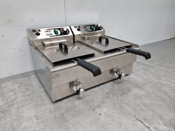 Friteuse double en acier inoxydable 2 x 16 litres 400V Restauration – Image 3