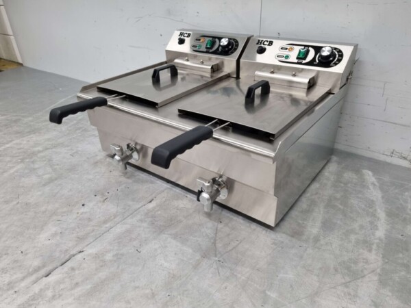 Friteuse double en acier inoxydable 2 x 16 litres 400V Restauration – Image 4
