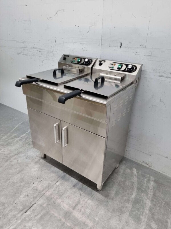 HCB Friteuse double en acier inoxydable 2 x 16 litres 400V Restauration – Image 2