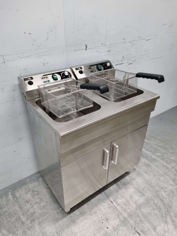HCB Friteuse double en acier inoxydable 2 x 16 litres 400V Restauration – Image 5