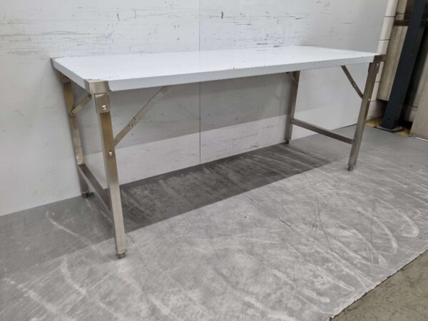 Table de travail pliante en acier inoxydable 180 x 70 x 85 cm Restauration – Image 3