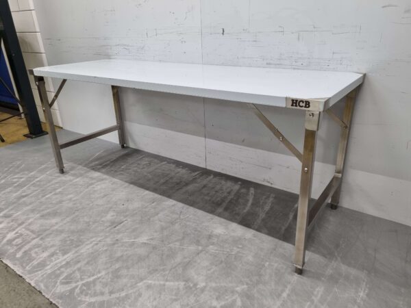 Table de travail pliante en acier inoxydable 200 x 70 x 85 cm Restauration – Image 2