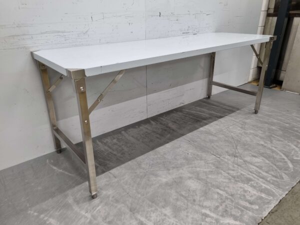 Table de travail pliante en acier inoxydable 200 x 70 x 85 cm Restauration – Image 3