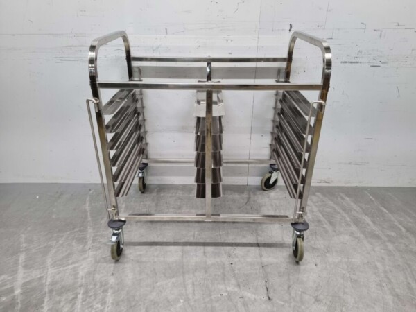 Acier inoxydable Chariot à double étagère 12 x 60/40 cm Bakerynorm Euronorm 91,5 cm Horeca