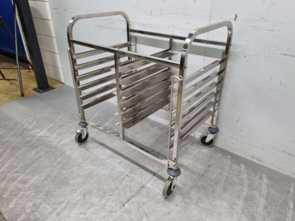 Acier inoxydable Chariot à double étagère 12 x 60/40 cm Bakerynorm Euronorm 91,5 cm Horeca – Image 2