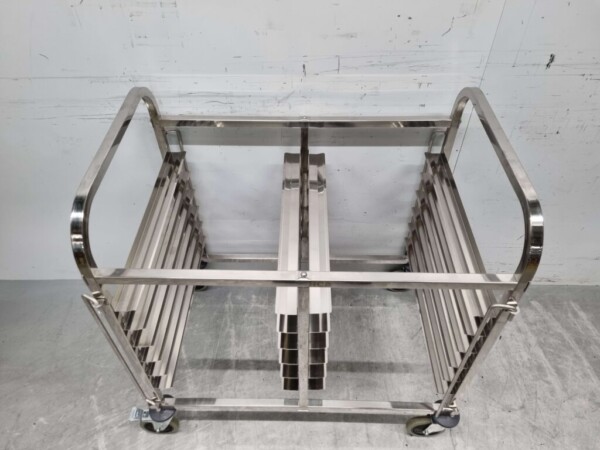 Acier inoxydable Chariot à double étagère 12 x 60/40 cm Bakerynorm Euronorm 91,5 cm Horeca – Image 4