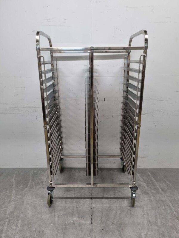 Chariot à double étagère en acier inoxydable 30 x 60/40 cm Bakerynorm Euronorm 91,5 cm Horeca