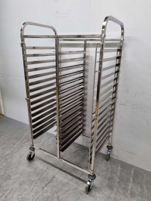 Chariot à double étagère en acier inoxydable 30 x 60/40 cm Bakerynorm Euronorm 91,5 cm Horeca – Image 2