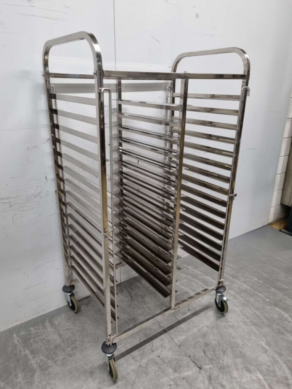 Chariot à double étagère en acier inoxydable 30 x 60/40 cm Bakerynorm Euronorm 91,5 cm Horeca – Image 3