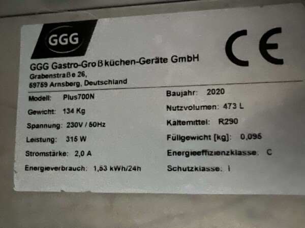 Réfrigérateur GGG en acier inoxydable Refroidissement 2/1 GN 600 litres 230V Horeca – Image 5