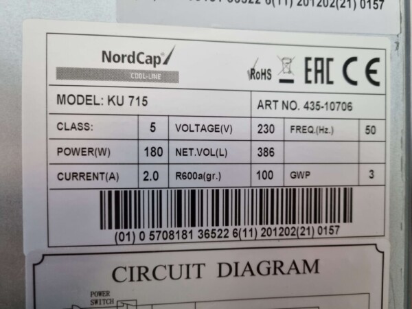 Réfrigérateur Nordcap en acier inoxydable Refroidissement 600 litres 230V Horeca – Image 5