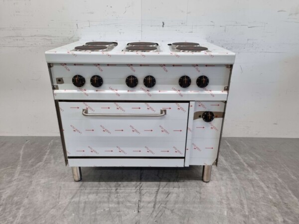 Réchaud électrique Giga 6 feux en acier inoxydable avec four électrique 100 cm Horeca