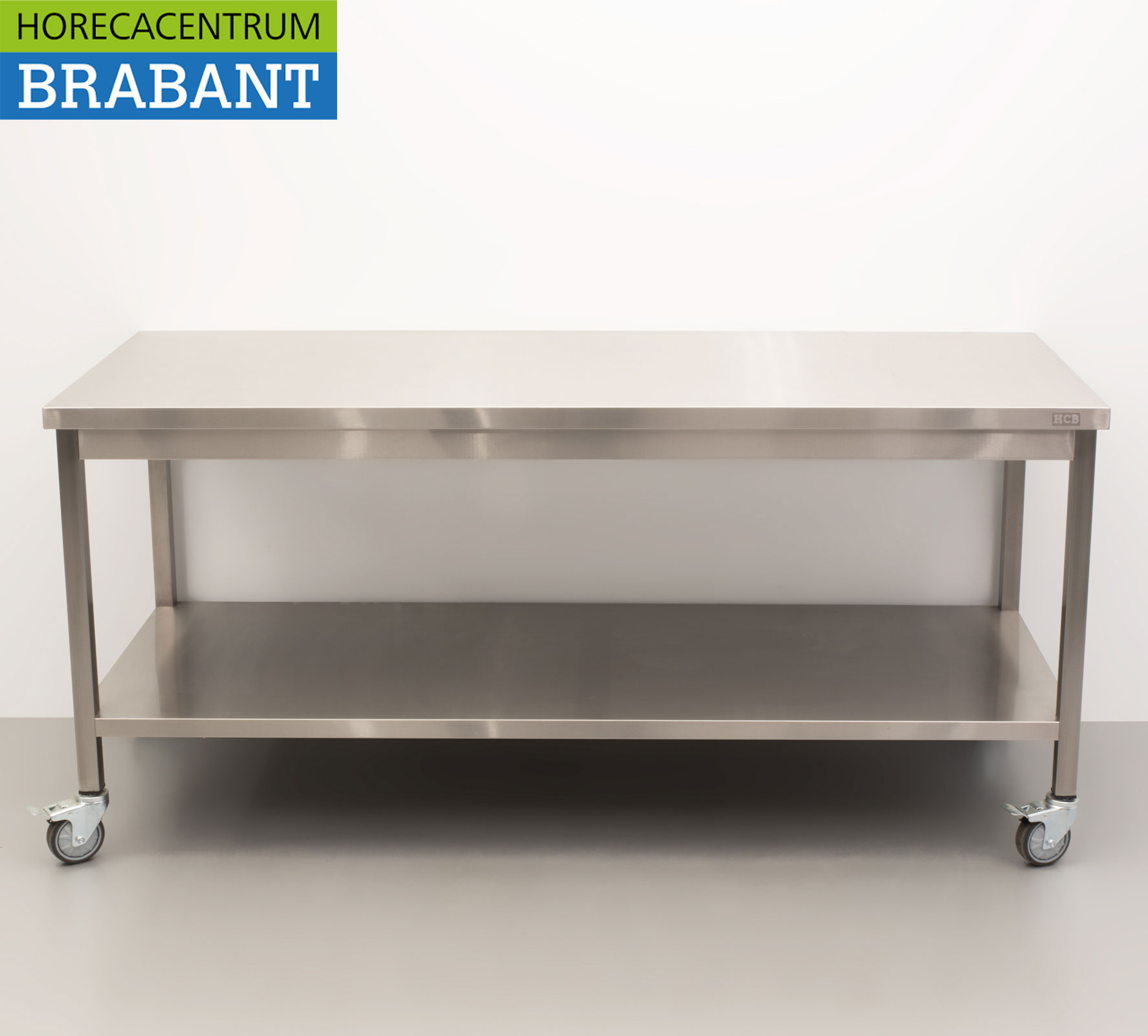 HCB Table de travail mobile sur roulettes en acier inoxydable 180 x 70 x 85 cm Restauration