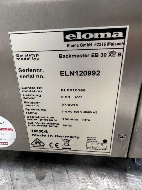 Four à convection en acier inoxydable Steamer Eloma EB30 XL B 400V Horeca – Image 6