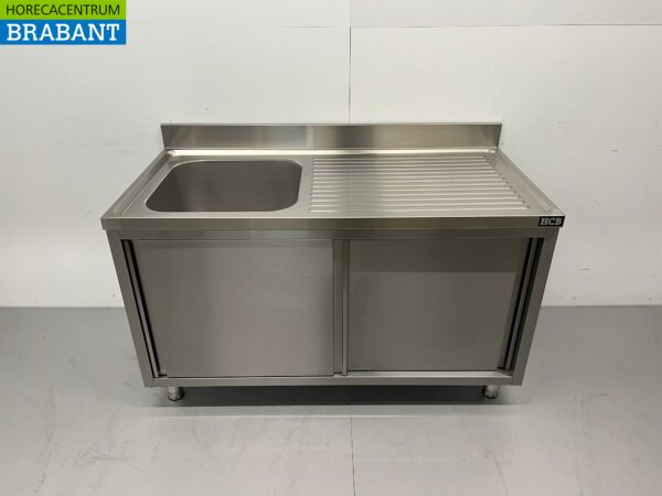 Evier inox 2 portes coulissantes Premium-line 140 cm Horeca