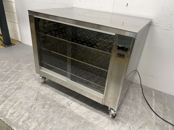 Acier inoxydable Armoire chaude Armoire chaude pour poulets grillés 2 x 2 portes coulissantes en verre 110 cm Restauration – Image 2