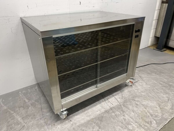 Acier inoxydable Armoire chaude Armoire chaude pour poulets grillés 2 x 2 portes coulissantes en verre 110 cm Restauration – Image 3