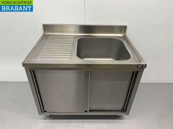 Evier en inox à portes coulissantes Premium-line 100 cm Horeca