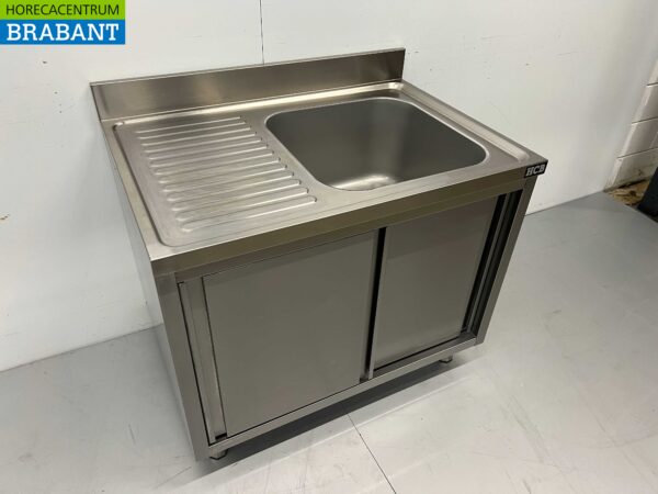 Evier en inox à portes coulissantes Premium-line 100 cm Horeca – Image 2