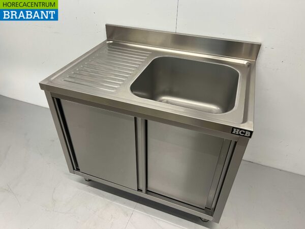 Evier en inox à portes coulissantes Premium-line 100 cm Horeca – Image 3