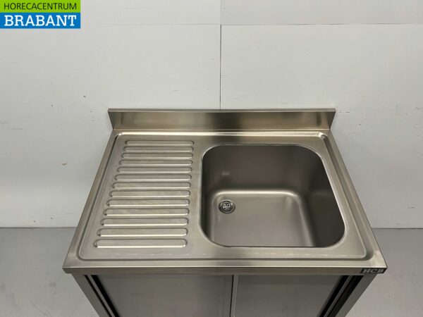 Evier en inox à portes coulissantes Premium-line 100 cm Horeca – Image 4