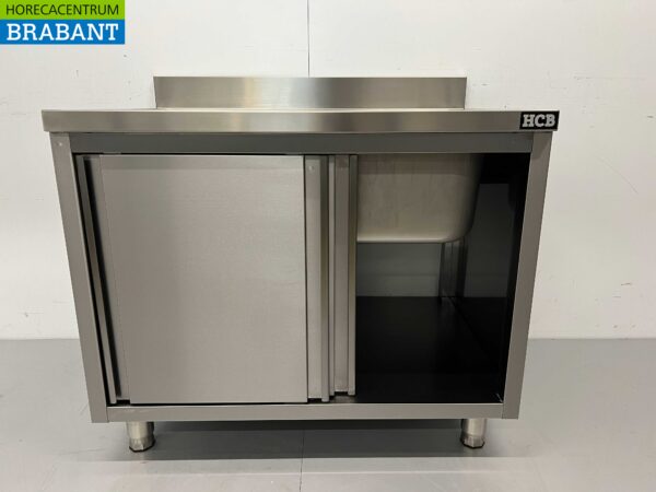 Evier en inox à portes coulissantes Premium-line 100 cm Horeca – Image 5