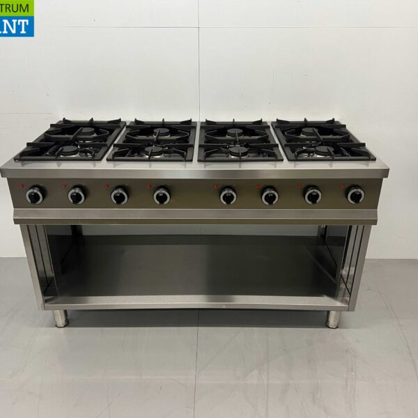 Cuisinière à gaz 8 feux en acier inoxydable Série 700 150 cm 48 kW Horeca