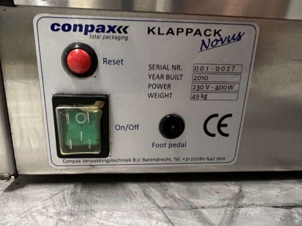 Acier inoxydable Conpax Klappack Novus Machine à emballer la viande Machine à emballer 230V Boucherie Traiteur – Image 6