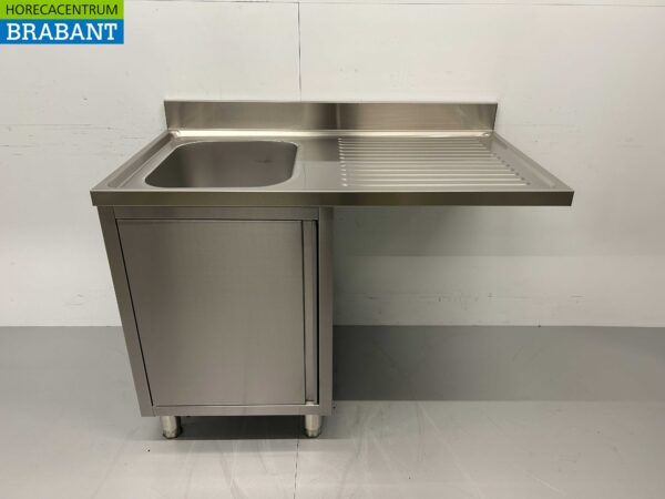 Acier inoxydable HCB Table d'évier Evier à porte battante 120 cm Horeca