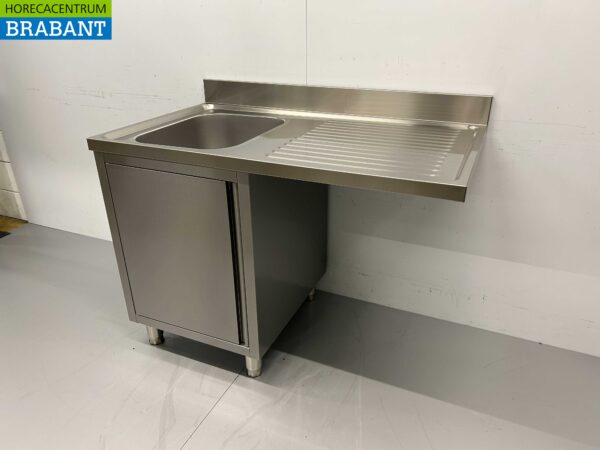 Acier inoxydable HCB Table d'évier Evier à porte battante 120 cm Horeca – Image 2