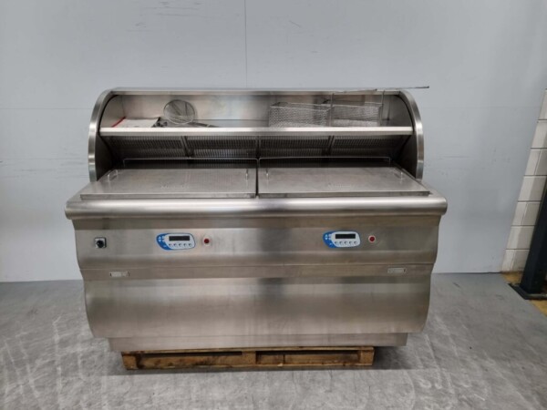 Friteuse Perfecta Vis-Eco en acier inoxydable Friteuse 2 bacs GAZ 206 cm Horeca