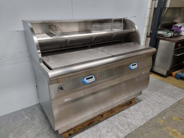 Friteuse Perfecta Vis-Eco en acier inoxydable Friteuse 2 bacs GAZ 206 cm Horeca – Image 2