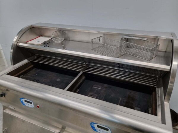 Friteuse Perfecta Vis-Eco en acier inoxydable Friteuse 2 bacs GAZ 206 cm Horeca – Image 4