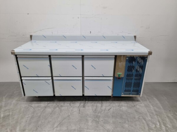 Etabli réfrigéré Tecnodom en acier inoxydable 6 tiroirs 188 cm 230V Horeca