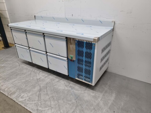 Etabli réfrigéré Tecnodom en acier inoxydable 6 tiroirs 188 cm 230V Horeca – Image 2