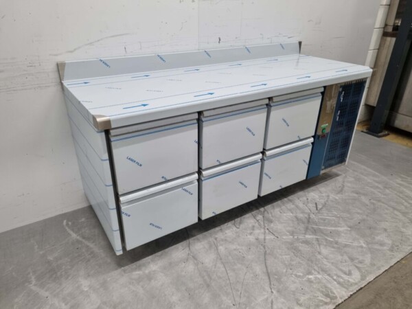 Etabli réfrigéré Tecnodom en acier inoxydable 6 tiroirs 188 cm 230V Horeca – Image 3