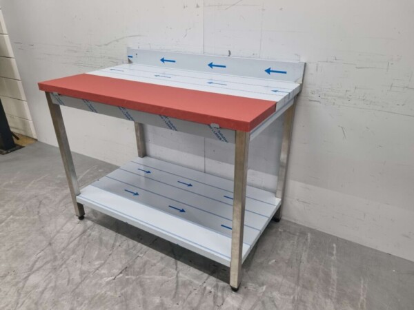 Acier inoxydable Polyéthylène PE Table à découper Table de travail 120 cm Restauration Boucherie – Image 2