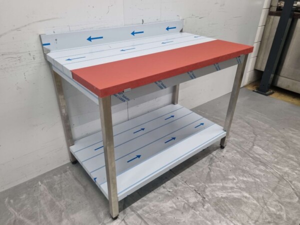 Acier inoxydable Polyéthylène PE Table à découper Table de travail 120 cm Restauration Boucherie – Image 3